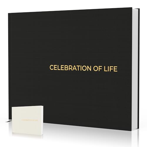ANDALYT. Funeral Guest Book for Memorial Service.Celebration of Life Guest Book with Memory Table Sign. Linen Cover .Memory Book for Funeral. Funeral Sign in Book for Guests | Black | Memorial Book.