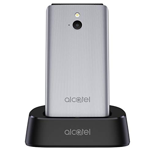 Alcatel 3082X - Telefono Cellulare 4G, Display 2.4' a Colori, Tasti Grandi, Basetta di Ricarica, Bluetooth, Fotocamera, Metallic Silver [Italia]