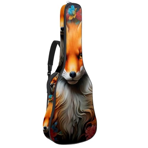 Étui pour guitare acoustique 40/41 pouces sac imperméable imprimé renard avec poches