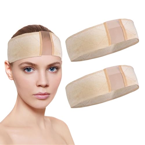 EUPSIIU 2 Piezas Diademas de Encaje de Terciopelo para Pelucas Agarre de Peluca Antideslizantes, Banda para Peluca Ajustable para Deportes Yoga, Accesorios para Pelucas para Maquillaje (Desnudo)