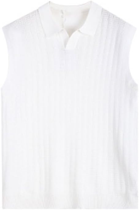Men's Knitted Vests Vintage Sleeveless Lapel Vests Breathable Slim Fit Wide Shoulders Sports T-Shirts