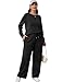 XIEERDUO Lounge Sets for Women Fall Fashion 2 Piece Outfits Winter Sweatsuit Long Sleeve Tracksuit Travel Track Suit Airport Loungewear Vacation Clothes Wide Leg Pants Matching Clothing 2026 Black L