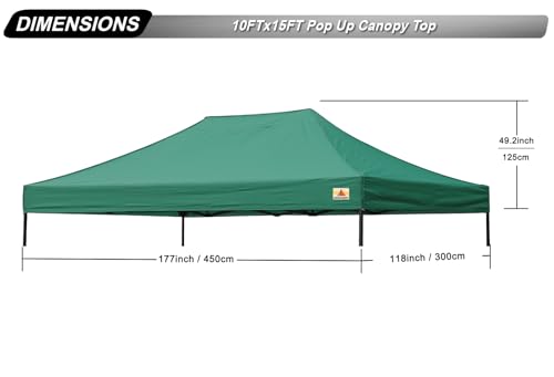 Image of ABCCANOPY Replacement Canopy Top for Pop Up Canopy Tent 10x15 Forest Green