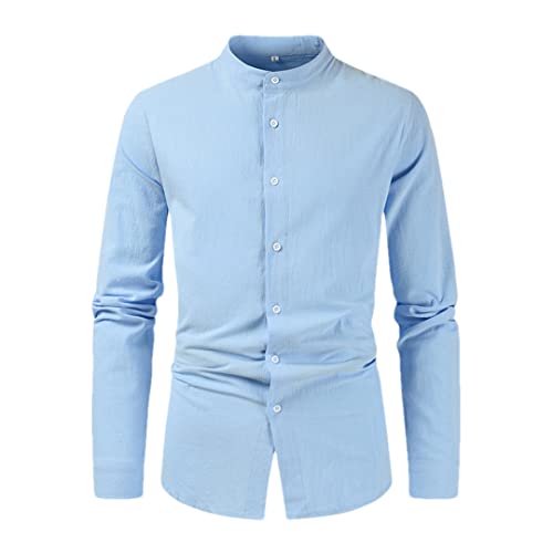 Chemise de plage respirante en lin Rfmfkkg contre la chaleur col montant