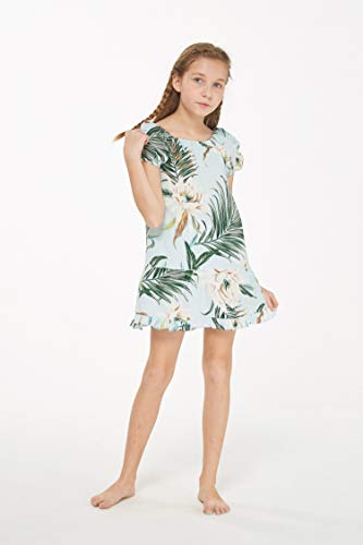 Girl Hawaiian Short Sleeve Simple Muumuu Ruffle Dress in Wispy Cereus4