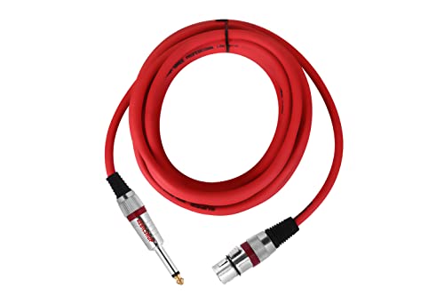 Image of Mic Cable 6.35mm Jack Male To XLR 3PIN Female Cord Wire For Microphone /Guitar Cable 20 Meter.Red,1pc pack. (20 Meter /65.6 Feet) Red Cable