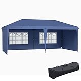 Outsunny 10' x 20' Outdoor Gazebo Canopy Party Wedding Party Tent with 4 Removable Sidewalls - Blue