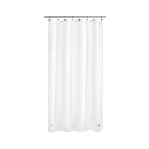 Image of Mrs Awesome Narrow Frost Shower Curtain Liner with 3 Magnets, 48x72 Frosted PEVA Shower Liner, Light Weight Plastic Shower Curtain for Bathroom, Waterproof,Frost