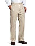 IZOD Men's American Chino Flat Front Classic Fit Pant, Khaki, 32W x 30L