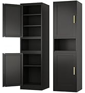 KAIFAM Narrow Bathroom Storage Cabinet with Adjustable Shelves and Open Space, 71" Tall Freestand...