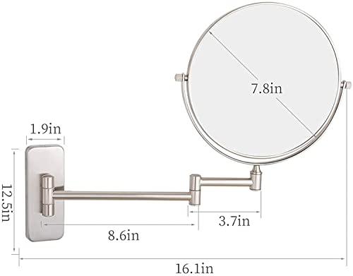 Miroir de maquillage mural doré 10x extensible de 8 pouces double face