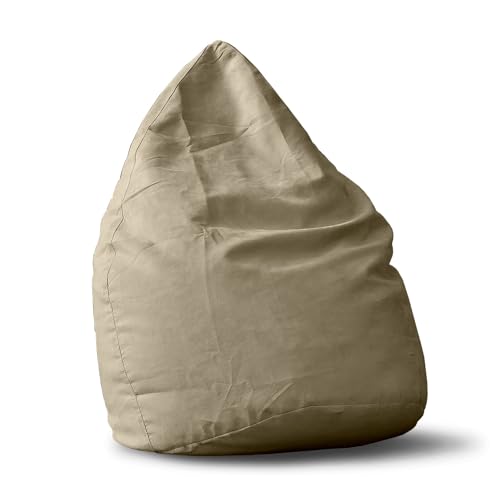 Lumaland Sitzsack Luxury XL Plus 85x65cm | Microvelours Beanbag mit extra weichem & robustem Stoff | Für Erwachsene & Kinder| Ideal geeignet für Kinderzimmer | Sessel & Stuhl Bean Bag [Beige]