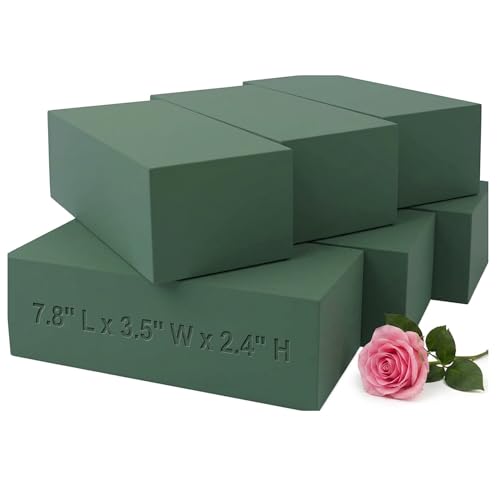 FLOFARE Pack of 6 Dry and Wet Floral Foam Blocks for Fresh and Artificial Flowers Each (7.8 L x 3.5 W x 2.4 H) for Wedding Birthdays Home Office and Garden Decorations
