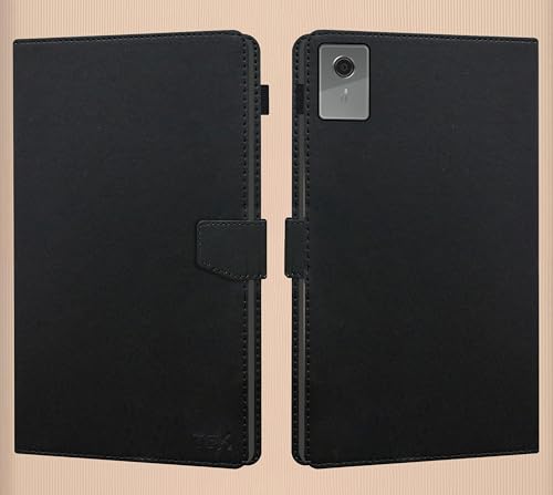 Image of TGK Flip Cover Case for Lenovo Idea Tab Plus 12.1 inch Tablet TB361FU TB361ZU Executive Leather Built-in Pencil Holder (Black)