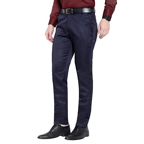 Image of ABLESTAR Men's Polycotton Slim Fit Formal Trouser - Spendex Cotton Casual Pant for Men - Breathable, Lightweight, Adjustable Formal Trouser for Men - Pack of 3