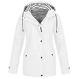 AAZJSS Women's Cotton Lined Rain Jacket Lightweight Windbreaker Raincoat Plus Size Waterproof Coats