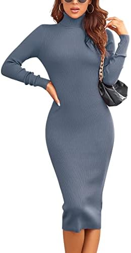 Rocorose Women's Turtleneck Ribbed Elbow Long Sleeve Knit Sweater...
