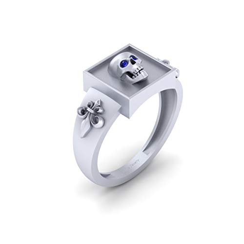 Oxyde de zirconium bleu rond serti sur bague argent sterling homme femme de style classique