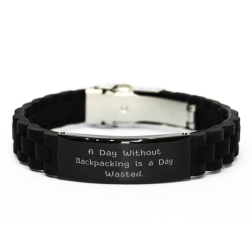 Best Backpacking Gifts, A Day Without Backpacking is a Day, Love Black Glidelock Clasp Bracelet for Friends from Friends, Backpacking Gear, Backpacking Supplies, Backpacking Equipment, Backpacking