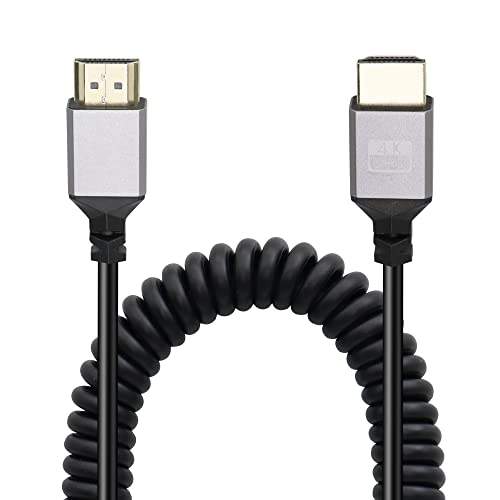 Proyectores 4K RIIEYOCA Cable en espiral HDMI a HDMI, HDMI macho a macho, cable en espiral con resorte compatible con TV 3D y 4K Ultra HD,...