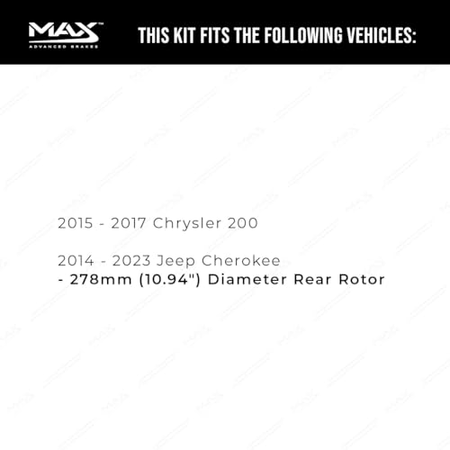 Image of MAX Advanced Brakes - Rear Brake Kit For 2014-2023 Jeep Cherokee (w /Single Piston Fr Caliper), 2015-2017 Chrysler 200| Carbon Ceramic Brake Pad and Rotor Kit| Geomet Coated Cross-Drilled Brake Rotors