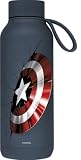 QUOKKA SOLID X MARVEL | BOTELLA TÉRMICA DE ACERO INOXIDABLE DOBLE PARED CON COLGADOR | CAPTAIN AMERICA