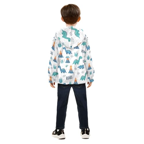 CHIFIGNO Cute Dinosaurs Blue Toddler Boys Thick Comfy Fleece Outerwear Jackets with Polar Fleece Lining 3T4