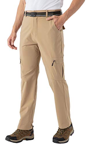 Rdruko Men's Hiking Work Pants Lightweight Quick Dry Water Resistant Outdoor Fishing Pants 6 Pockets (Khaki,Us 34) #TOP2