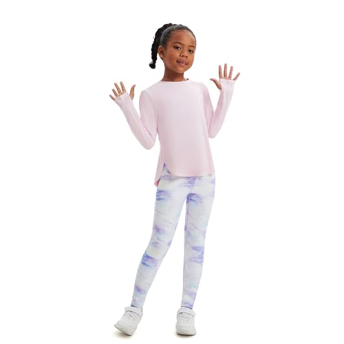 YUDESEN Conjunto esportivo feminino de manga comprida e legging de 2 peças (5-14), rosa, 5-6 Anos