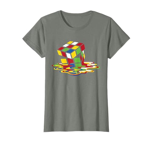 Melting Cube Funny Retro Gaming Rubik Puzzle Nerd Geek Gamer T-Shirt