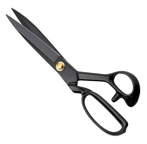 Tekzie 10 Inch Black Professional Tailor Scissor | Heavy Duty High Carbon Steel Shears for Fabric, Leather, Paper, and Craft Use