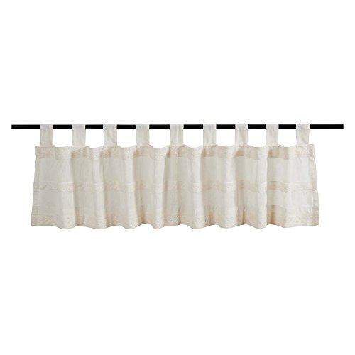 VHC Brands Farmhouse Kitchen Window Curtains Quinn White Tab Top Valance 16×90 Creme