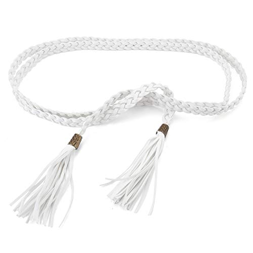 Ayliss Women Tassel Braided Waist Belt Skinny Woven Belt for Dress2