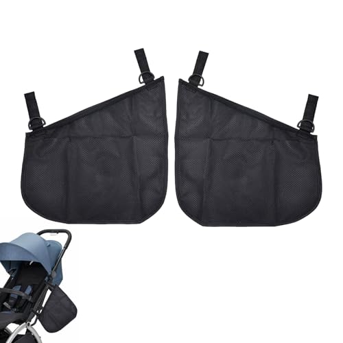 Alovexiong 2 Pack Universal Stroller Organizer Bag Side Sling Cargo Stroller Net Non-Slip and Adjustable Straps Storage Mesh Bag for Baby Accessories Mesh Cargo Net for Stroller Storage - Black