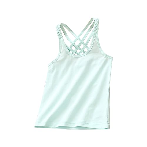 Girls Dance Tops Kids Summer Casual Clothes Toddler Criss Cross Back Vest Top Solid Sleeveless Sports Simple Basic Tank Tops