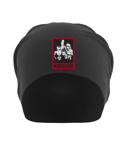 Bonnet en coton noir Anime 61 unisexe en taille unique confortable et souple