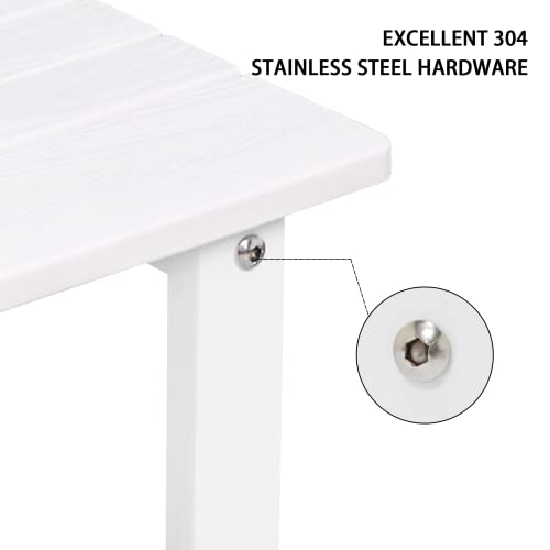 Byzane Double Adirondack Side Table, Patio Outdoor End Table Weather Resistant,Rectangular Table For Patio, Garden, Lawn, Indoor Outdoor Companion, White #TOP4