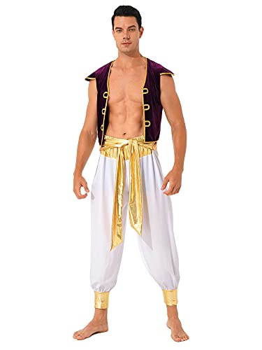 Costume Arabe Homme avec Gilet et Pantalon Fluide pour Carnaval