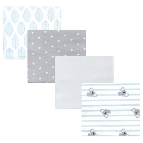 Image of Hudson Baby Cotton Flannel Receiving Blankets 4-Pack, Koala Stripe, One Size