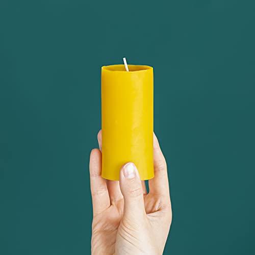 Candwax Pure Beeswax Pillar Candles 1.8X4 Inch Set Of 3 - Yellow 34,5 Hours Burning Handmade Candles - Smokeless Pure Bees Wax Candles Home Decor Natural Candles #TOP5