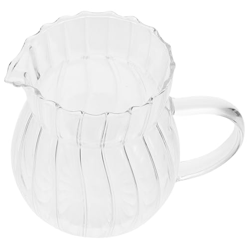 UKCOCO Petit Pichet à Lait en Verre Transparent 250 Ml, Récipient Tasse à Lait pour Usage Domestique, Verseur Anti-goutte, pour Café, Thé et Préparation Culinaire