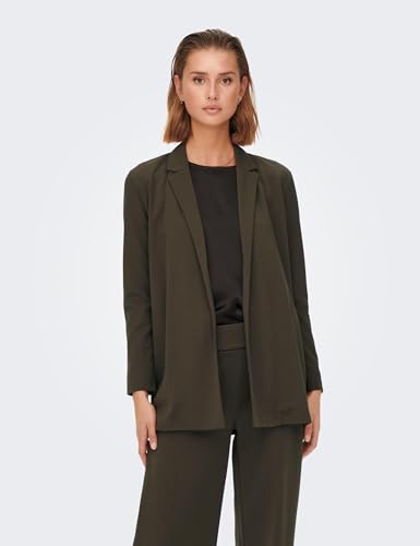 JdY Eleganter Blazer Langarm Basic Cardigan Business Jacke Mantel ohne Verschluss JDYGEGGO, Farben:Braun-2, Größe:XXS
