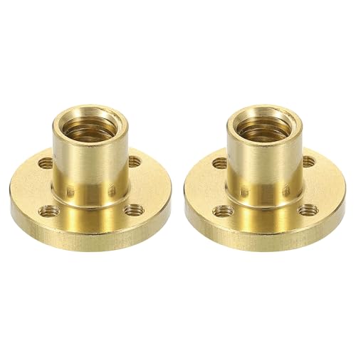 sourcing map 2 Pcs Tr8x2 Lead Screw Brass Nut, Trapezoidal Nut Linear Screw Acme Thread Screw Replacing Brass Nut (2mm P