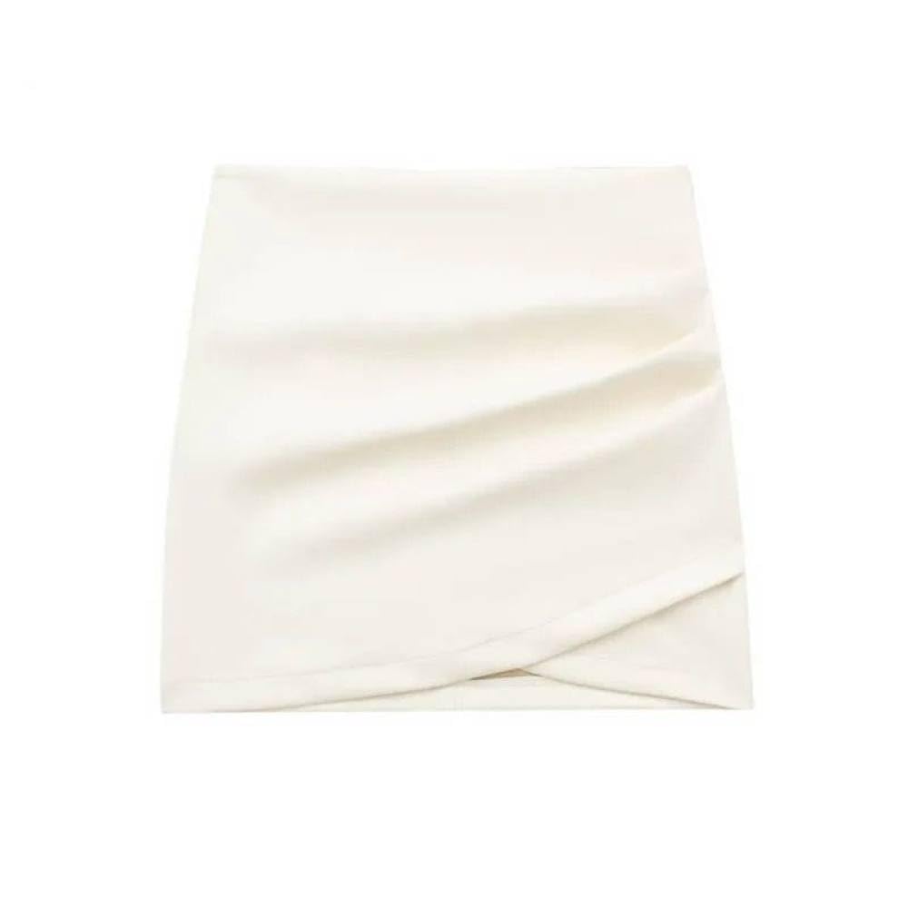 SWEPER Jupe Courte Femme - Jupe Portefeuille Noire Sexy en PU, Jupe Portefeuille Abricot Plissée Anti-Brillance, Taille Haute, Jupe en Cuir Irrégulière Café