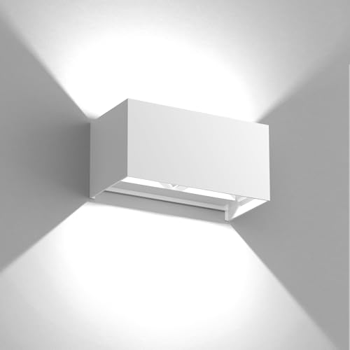 YrgePowk Applique da Parete con Lampadina Sostituibile G9 LED, Applique da Esterno IP65 Impermeabile Applique da Parete Interno 18W Bianco Freddo Angolo del Fascio Regolabile - Bianco