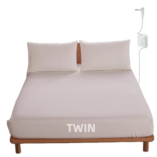 OKOHEY Grounding Fitted Sheets with 15ft Earthing Cord, Twin Size, 90% Organic Cotton + 10% Silver Fiber, Soft & Breathable Grounded Sheet for Better Sleep and Enhanced Wellness, Off White