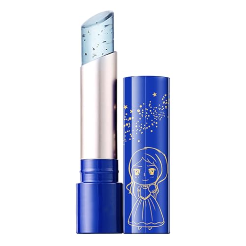 Bálsamo Labial De Gelatina Azul - Lámina Dorada De 3,2 G, Cambio Ďe Color Con Temperatura | Lápiz Labial Mágico Hidratante, Brillo Đe Labios Que Ajusta El PH | Bálsamo Teñido D́e Larga Duración, Tinte