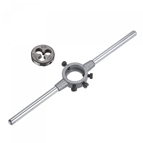 Juego de llaves de mango die stock uxcell de 20 mm porta terrajas para roscado redondo M4 2
