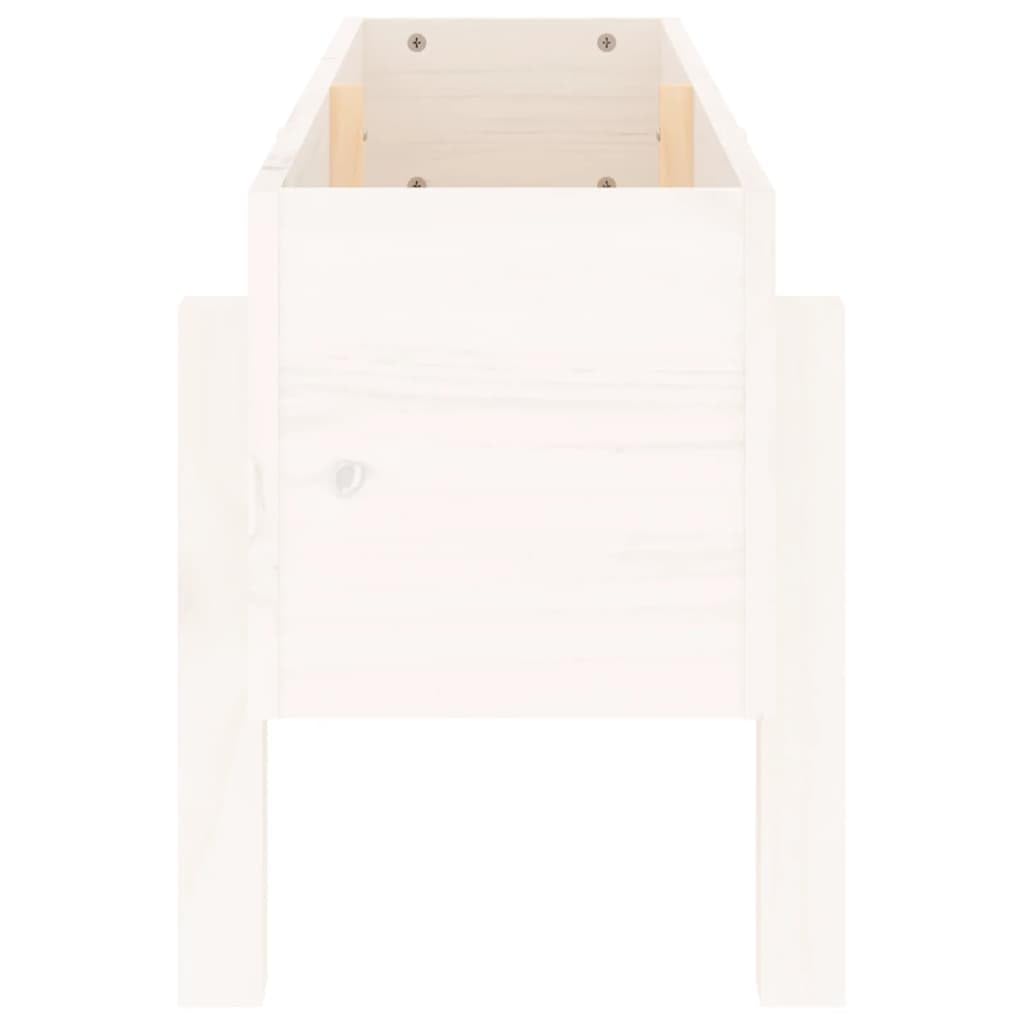 Jardinera blanca maciza de pino 101 x 30 x 38 cm para jardín, balcón, terraza con almacenamiento de agua, resistente a las heladas y decorativo para hierbas, flores, habitaciones