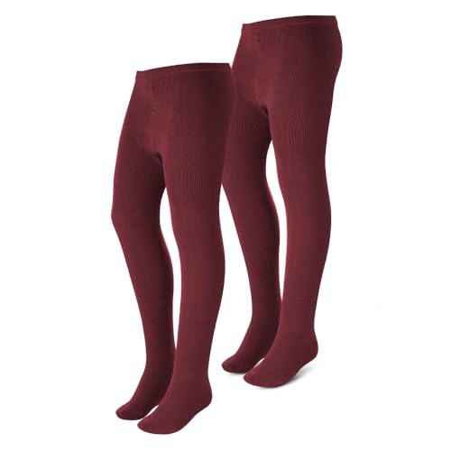 Cotton Tights for Girls, Soft Breathable Uniform Tights, Great for Holidays Outfits Black White Gray, 2 Pack